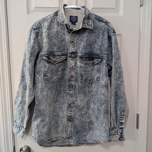 Vintage Gap, Mens L 100% Cotton, Denim Shacket, Snap Down, Acid Wash,‎ Unisex - Picture 1 of 3